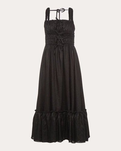 Shop Vasiliki Women's Amara Linen Midi Dress In Black