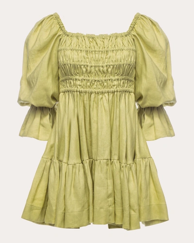 Shop Vasiliki Women's Amelia Linen Mini Dress In Green