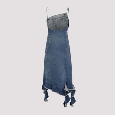 Shop Acne Studios Cotton Midi Dress In Blue