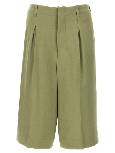 Shop Ami Alexandre Mattiussi Ami Paris Bermuda Shorts With Front Pleats In Green