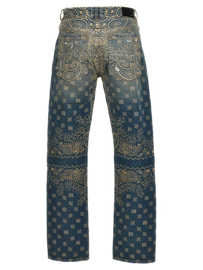 Shop Amiri 'bandana Jaquard' Jeans In Blue