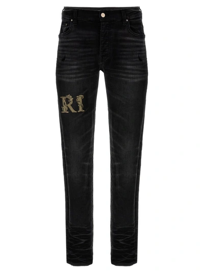 Shop Amiri 'baroque Logo' Jeans In Black