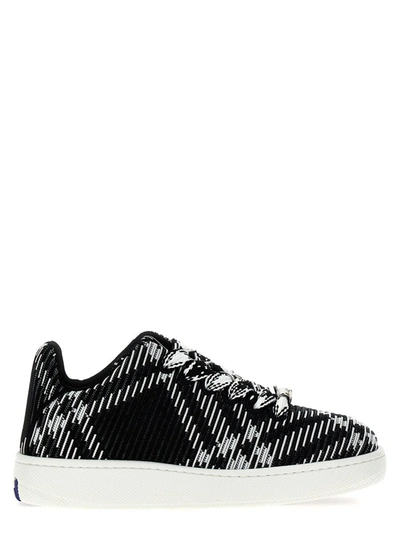 Shop Burberry 'box' Sneakers In White/black