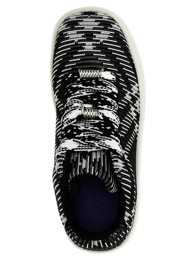 Shop Burberry 'box' Sneakers In White/black