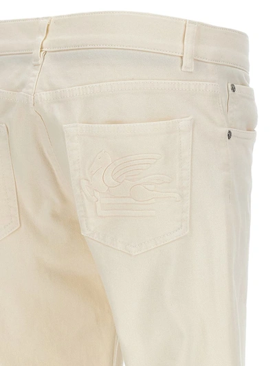 Shop Etro Tone-on-tone Logo Jeans In White