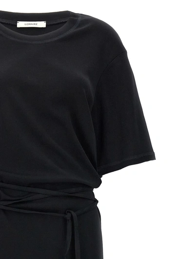Shop Lemaire 'belted Rib T-shirt' Dress In Black