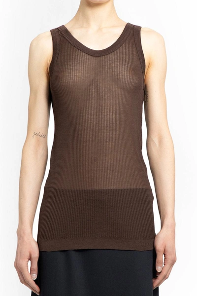 Shop Lemaire Tank Tops In Brown