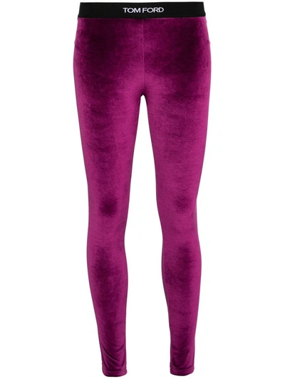 Shop Tom Ford Leggings With Logo Band In Pink & Purple