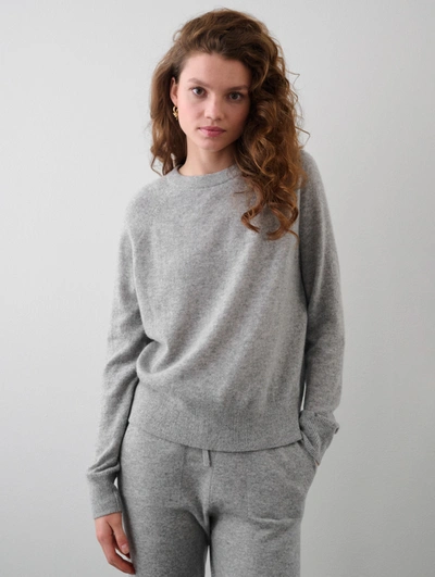 Shop White + Warren Cashmere Rib Trim Sweatshirt In Grey Heather