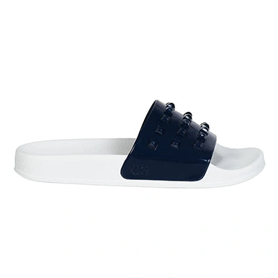 Shop Carmen Sol Franco White Slides In Navy Blue
