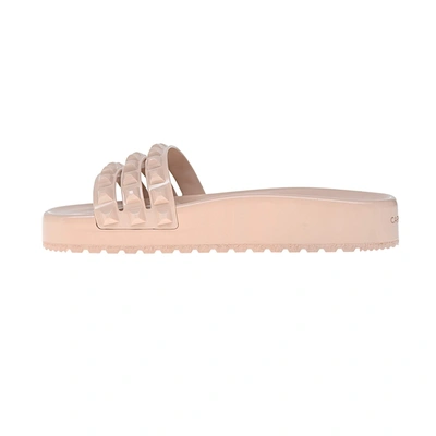 Shop Carmen Sol Franco 3 Strap Slides Ultra Shiny In Blush