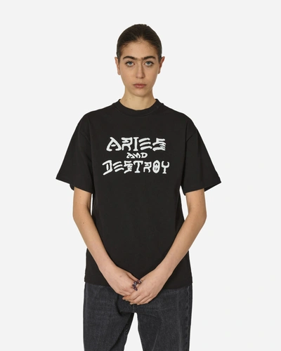 Shop Aries Vintage  And Destroy T-shirt In Black