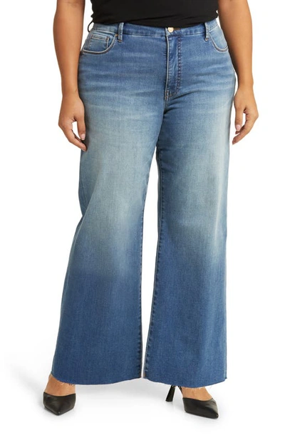 Shop Kut From The Kloth Meg High Waist Raw Hem Wide Leg Jeans In Milestone