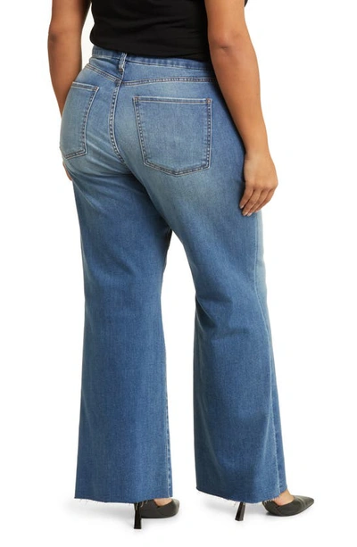 Shop Kut From The Kloth Meg High Waist Raw Hem Wide Leg Jeans In Milestone