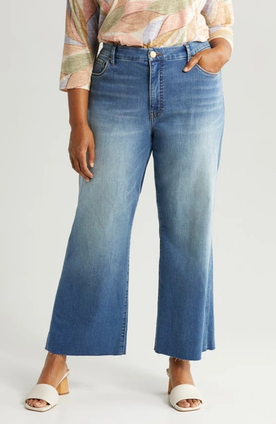 Shop Kut From The Kloth Meg High Waist Raw Hem Wide Leg Jeans In Milestone