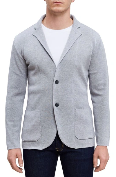Shop Emanuel Berg Notched Lapel Light Grey Premium Merino Wool Cardigan