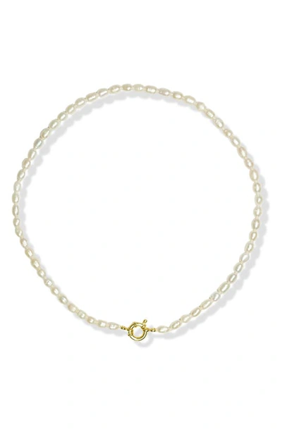 Shop Argento Vivo Sterling Silver Freshwater Pearl Necklace In Gold