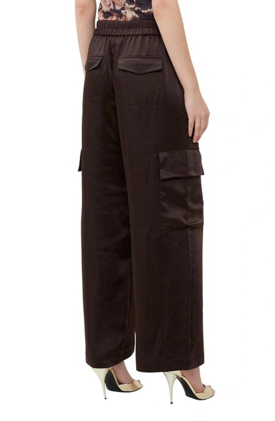 Shop French Connection Chloetta Satin Cargo Pants In 20-chocolate Torte