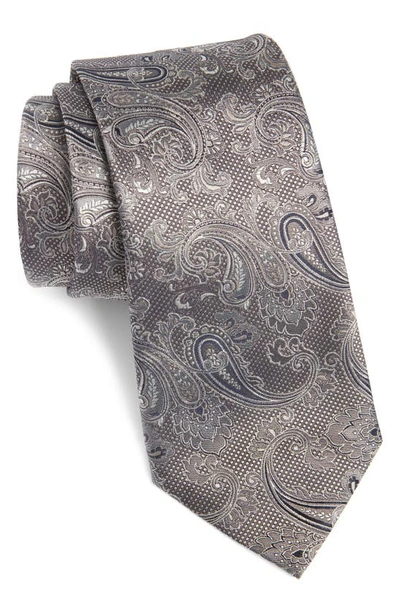 Shop Canali Paisley Silk Tie In Beige
