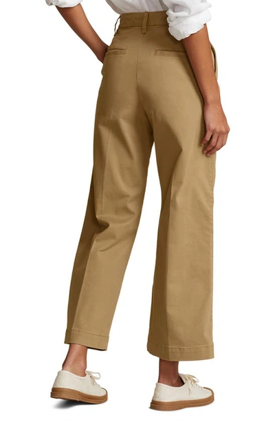 Shop Polo Ralph Lauren Stretch Cotton Twill Wide Leg Crop Pants In Montana Khaki