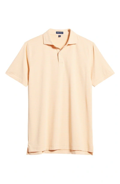 Shop Peter Millar Duet Stripe Performance Golf Polo In Orange Sorbet