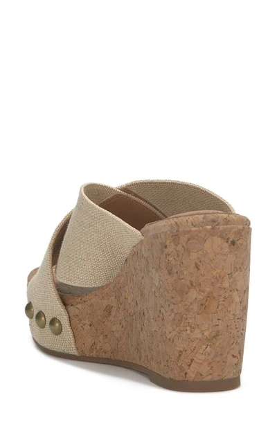 Shop Lucky Brand Valmai Platform Wedge Slide Sandal In Natural Linels