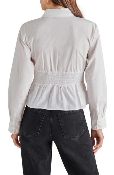 Shop Steve Madden Marisol Smock Detail Cotton Button-up Shirt In White