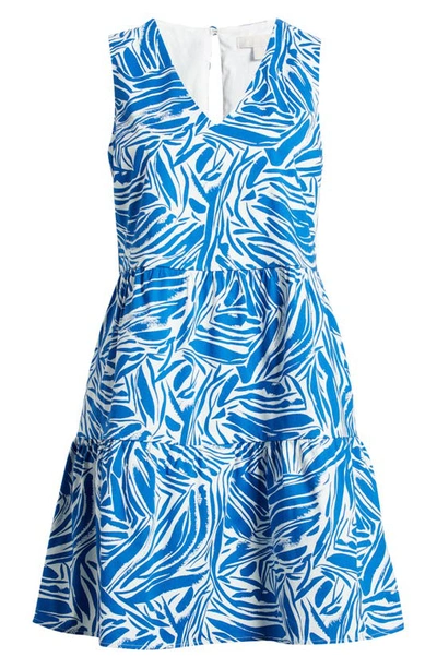 Shop Chelsea28 Print Sleeveless Tiered Dress In Blue Print