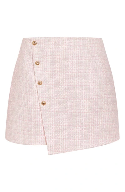 Shop City Chic Margot Bouclé Miniskirt In Blush Tweed
