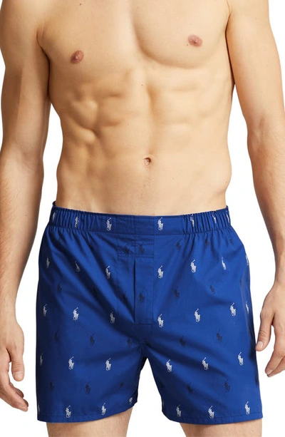 Shop Polo Ralph Lauren Assorted 3-pack Woven Cotton Boxers In Blue Navy Navy