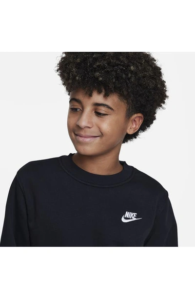 Shop Nike Kids' Club Fleece Crewneck Sweatshirt In Black/ White