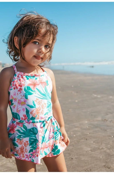 Shop Feather 4 Arrow Baby Bella Skirted One-piece Swimsuit In White Multi