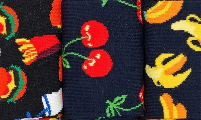 Happy Socks Food Crew Socks Gift Set, Pack Of 3 In Navy