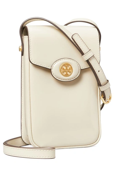 Shop Tory Burch Robinson Spazzolato Leather Phone Crossbody Bag In Shea Butter