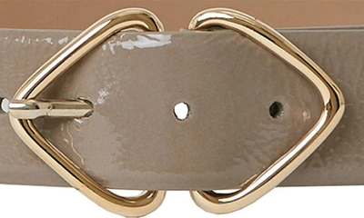 Shop B-low The Belt Livia Gloss Double Buckle Leather Belt In Taupe Gold