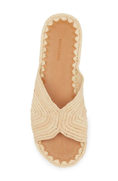Carrie Forbes Woven Raffia Flat Slide Sandals In Natural