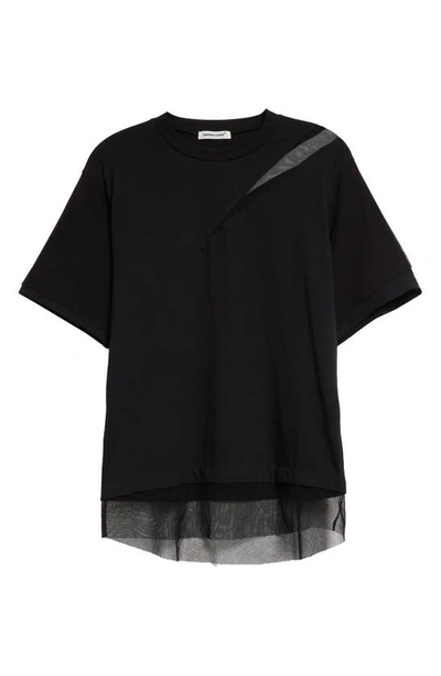 Shop Undercover Tulle Trim Knit Top In Black