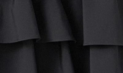 Endless Rose Ruffle One-shoulder Tiered Ruffle Midi Dress In Black