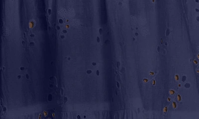 Robin Piccone Daisy Flounce Cotton Eyelet Cover-up Dress In Navy