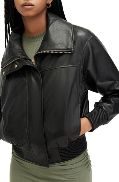 Shop Allsaints Etta Leather Jacket In Black