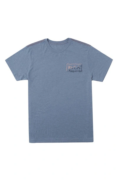 Shop Rvca Sharp Split Logo Graphic T-shirt In Industrial Blue