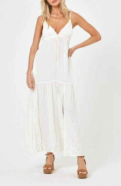 Shop L*space Victoria Drawstring Empire Waist Cover-up Dress In Cream