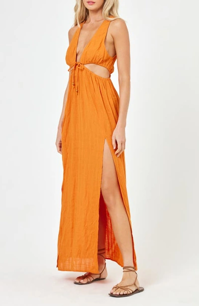 Shop L*space Lspace Donna Sleeveless Cover-up Maxi Dress In Sweet Mandarin