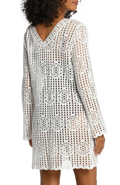 Shop La Blanca Waverly Long Sleeve Cotton Cover-up Dress In Ivory