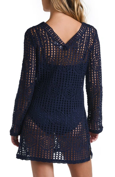 Shop La Blanca Waverly Long Sleeve Cotton Cover-up Dress In Indigo