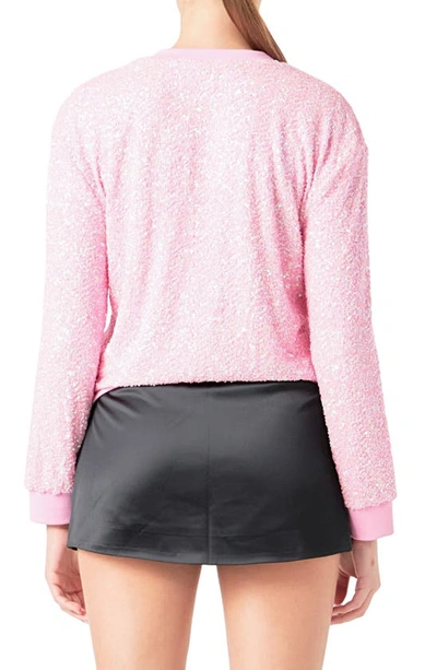 Shop Endless Rose Sequin Crewneck Sweater In Pink