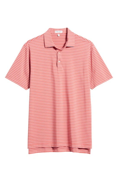 Shop Peter Millar Drum Stripe Performance Jersey Polo In Cape Red