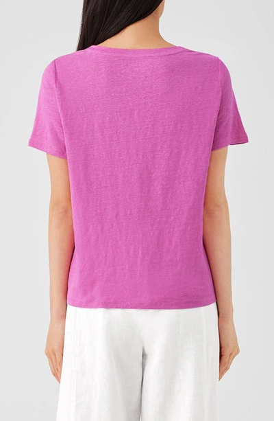 Shop Eileen Fisher Organic Linen Crewneck T-shirt In Tulip