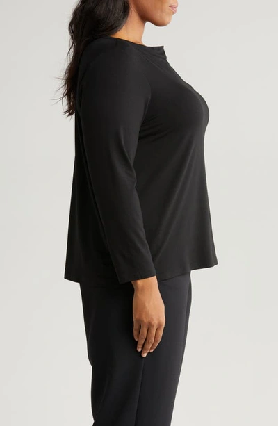 Shop Eileen Fisher Slim Fit Cowl Neck Top In Black