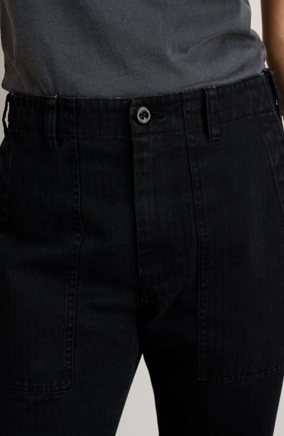 Shop Alex Mill Neil Herringbone High Waist Straight Leg Utility Pants In Washed Black